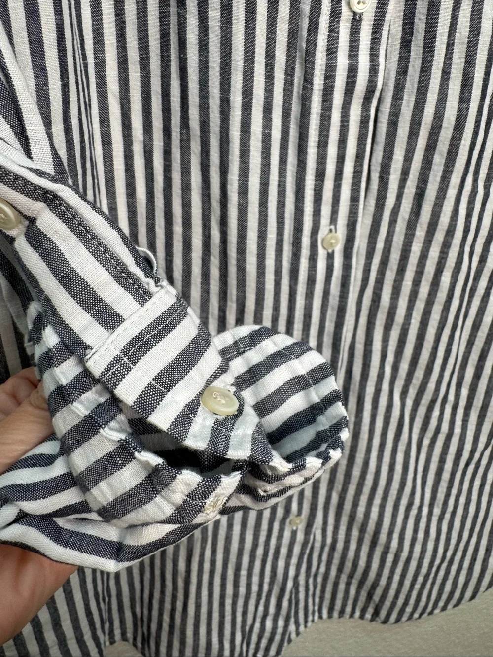 J.Crew Beachwear Womens S Linen Cotton Striped Tunic Shirt Button Down AV054